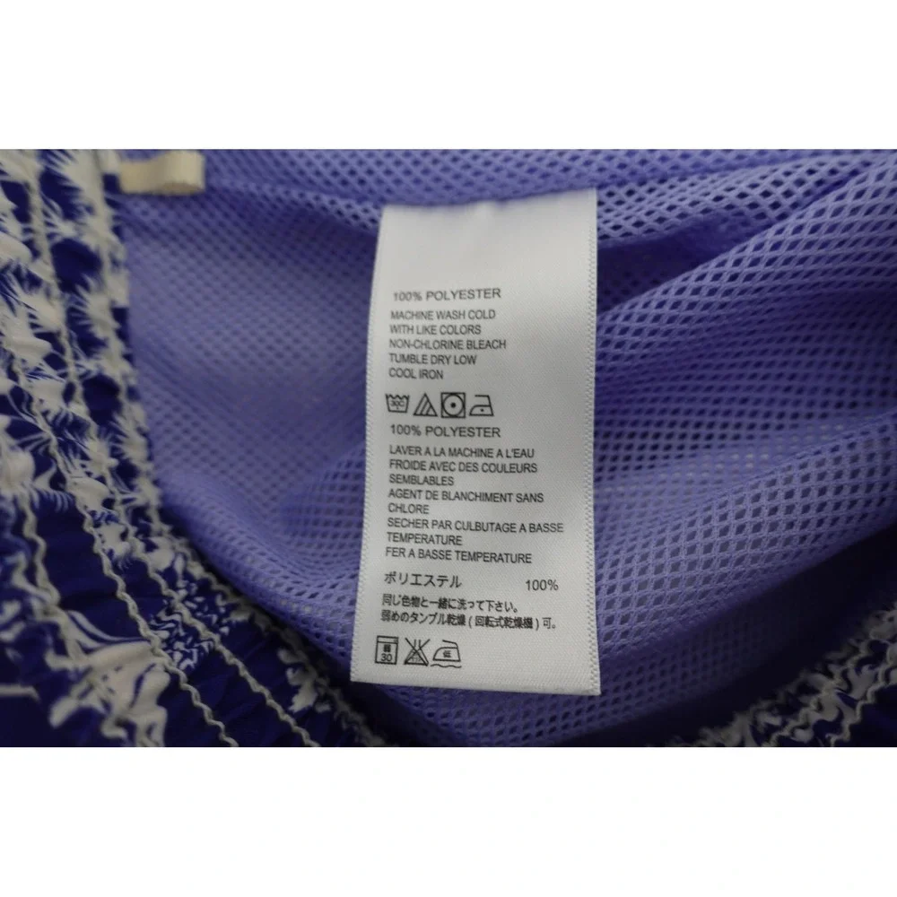 Tommy Bahama Swim Trunks Mens L Blue Palm Print Mesh Lined Drawstring Waist